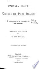 Cover of Immanuel Kant's Critique of Pure Reason